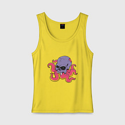 Майка женская хлопок Skull Octopus, цвет: желтый