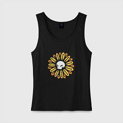 Майка женская хлопок Череп Подсолнух Sunflower Skull, цвет: черный