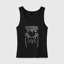Майка женская хлопок Cannibal Corpse Рок кот, цвет: черный