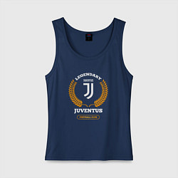 Майка женская хлопок Лого Juventus и надпись Legendary Football Club, цвет: тёмно-синий