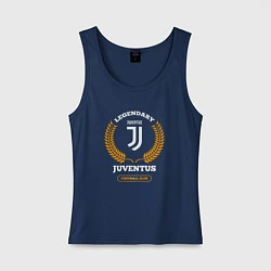 Майка женская хлопок Лого Juventus и надпись Legendary Football Club, цвет: тёмно-синий