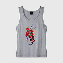 Майка женская хлопок Помидорки черри, чеснок и специи, цвет: меланж