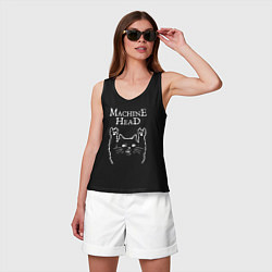 Майка женская хлопок Machine Head Рок кот, цвет: черный — фото 2