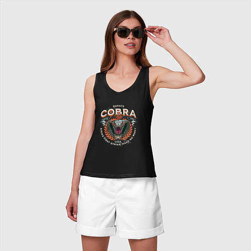 Женская майка Кобра Кай - логотип с Коброй Cobra Kai Logo / Черный – фото 3
