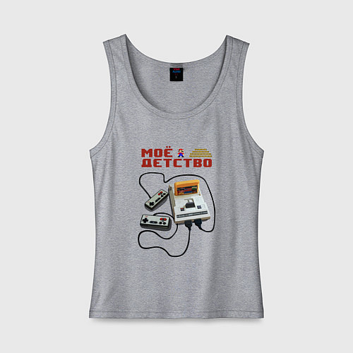 Женская майка Моё детство денди, марио / Меланж – фото 1