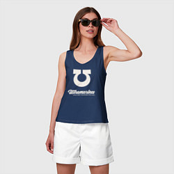 Майка женская хлопок Ультрамарины винтаж лого, цвет: тёмно-синий — фото 2
