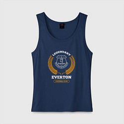 Майка женская хлопок Лого Everton и надпись legendary football club, цвет: тёмно-синий