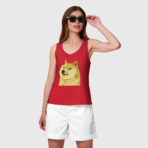 Женская майка Пёсик Доге / Красный – фото 3