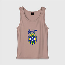 Майка женская хлопок Brasil Football, цвет: пыльно-розовый