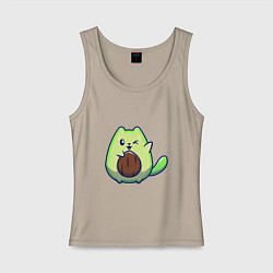 Женская майка Avocado green cat