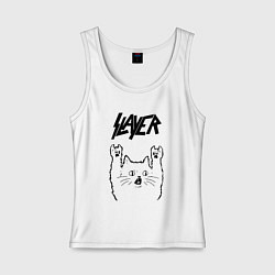 Майка женская хлопок Slayer - rock cat, цвет: белый