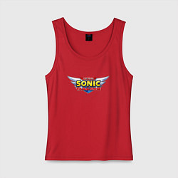 Майка женская хлопок Team Sonic racing - logo, цвет: красный