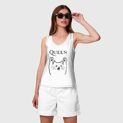Женская майка Queen - rock cat / Белый – фото 3