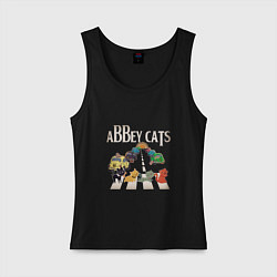 Майка женская хлопок Abbey cats, цвет: черный