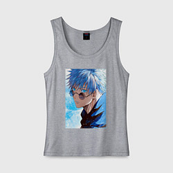 Майка женская хлопок Сатору Годжо в очках - Jujutsu kaisen, цвет: меланж