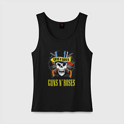 Майка женская хлопок Guns n roses Skull, цвет: черный