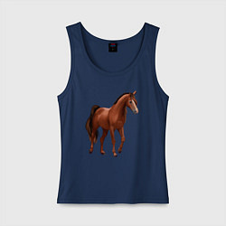 Майка женская хлопок Тракененская лошадь, цвет: тёмно-синий