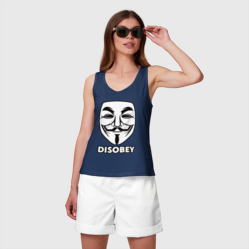 Женская майка Guy Fawkes - disobey / Тёмно-синий – фото 3