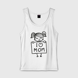 Майка женская хлопок Я люблю маму, цвет: белый