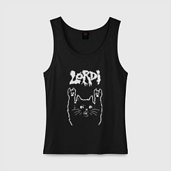 Майка женская хлопок Lordi рок кот, цвет: черный