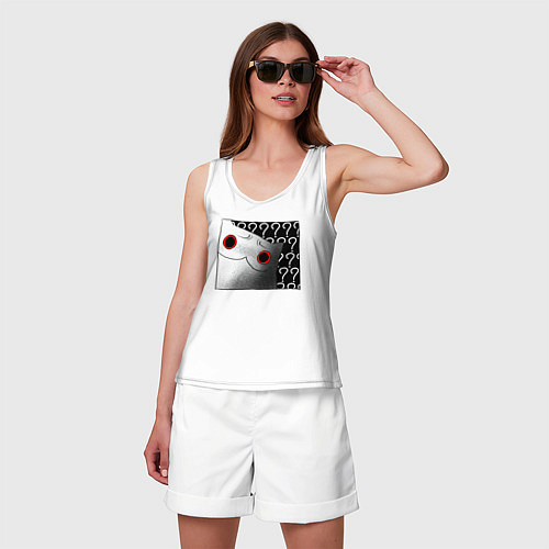 Женская майка Мрачный кот задаётся вопросом / Белый – фото 3