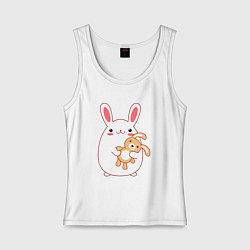 Майка женская хлопок Круглый кролик с зайкой, цвет: белый