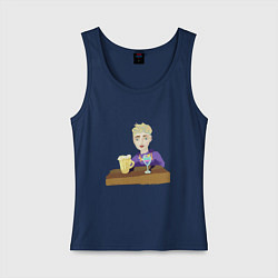 Майка женская хлопок Бармен блондин, цвет: тёмно-синий