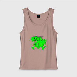 Майка женская хлопок Acid hill green toxic, цвет: пыльно-розовый
