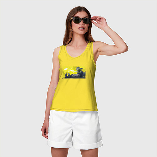 Женская майка Ребекка - Cyberpunk / Желтый – фото 3
