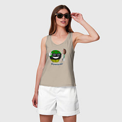 Майка женская хлопок Мем анархо-примитивизм: ыуыауаы, цвет: миндальный — фото 2