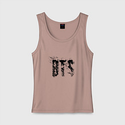 Майка женская хлопок BTS logo, цвет: пыльно-розовый