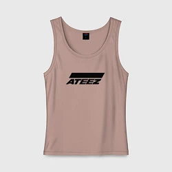 Майка женская хлопок Ateez big logo, цвет: пыльно-розовый