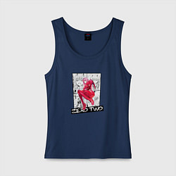 Майка женская хлопок Zero Two на фоне манги, цвет: тёмно-синий