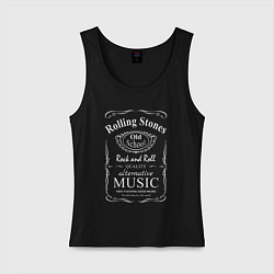 Майка женская хлопок Rolling Stones в стиле Jack Daniels, цвет: черный