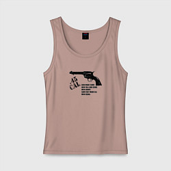 Майка женская хлопок Револьвер Кольта, цвет: пыльно-розовый