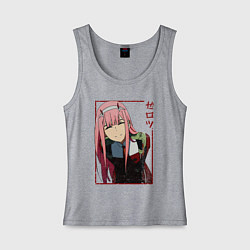 Майка женская хлопок Zero Two anime girl, цвет: меланж