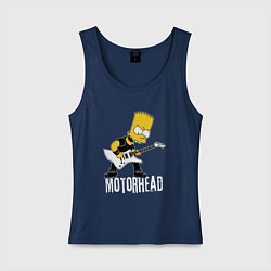 Майка женская хлопок Motorhead Барт Симпсон рокер, цвет: тёмно-синий
