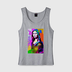 Майка женская хлопок Mona Lisa - Gioconda - pop art, цвет: меланж