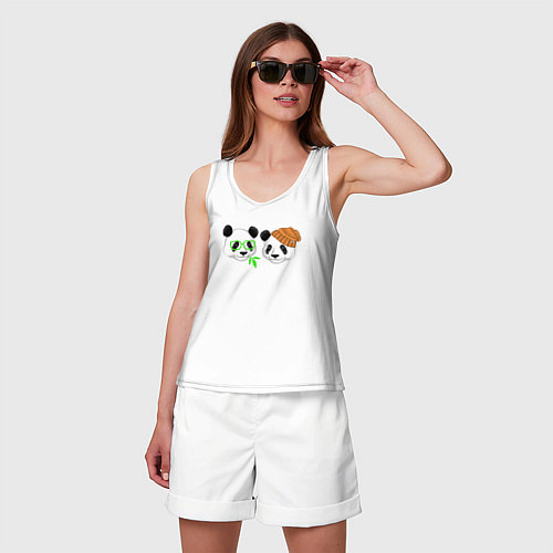 Женская майка Мишки панды / Белый – фото 3