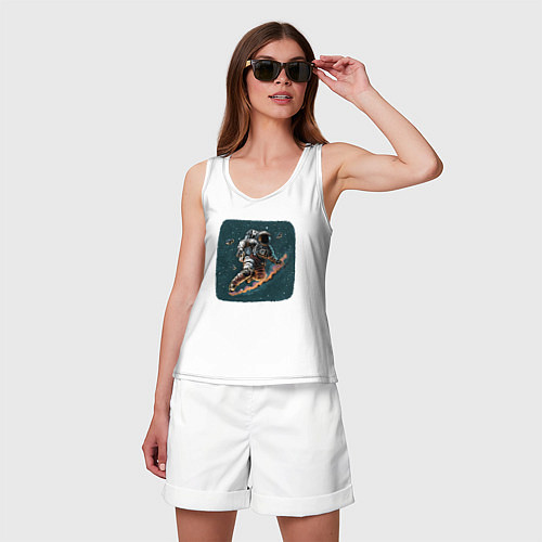 Женская майка Космонавт с метеорами / Белый – фото 3