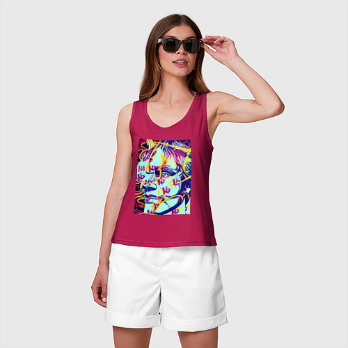 Женская майка Andy Warhol - pop art - self-portrait / Маджента – фото 3