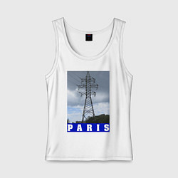 Майка женская хлопок Париж Эйфелева башня, цвет: белый