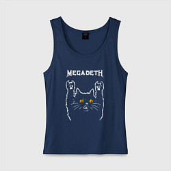 Майка женская хлопок Megadeth rock cat, цвет: тёмно-синий