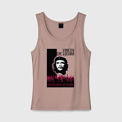 Майка женская хлопок Эрнесто Че Гевара и революция, цвет: пыльно-розовый