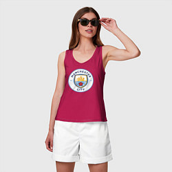Майка женская хлопок Manchester City FC, цвет: маджента — фото 2