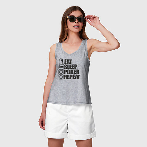 Женская майка Eat, sleep, poker, repeat / Меланж – фото 3