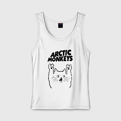 Майка женская хлопок Arctic Monkeys - rock cat, цвет: белый