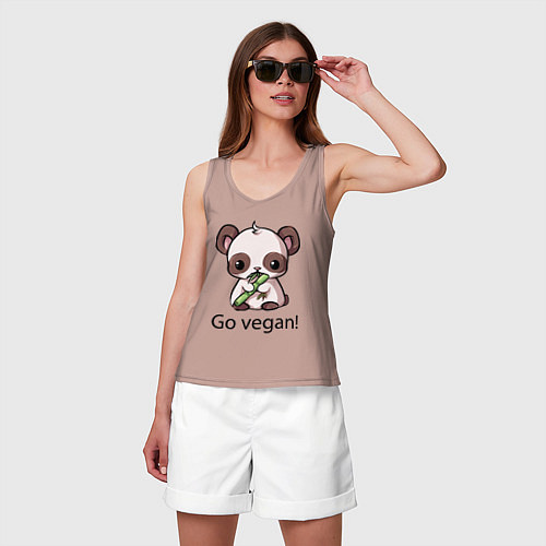 Женская майка Go vegan - motto / Пыльно-розовый – фото 3