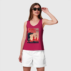 Майка женская хлопок MoMo - динозавр в Москве, цвет: маджента — фото 2