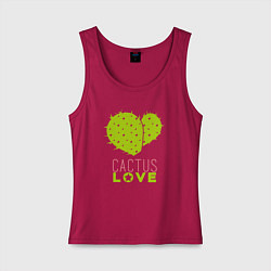 Майка женская хлопок Cactus love, цвет: маджента